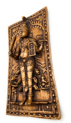 Brass Veerbhadra Murti, Veerabhadreshwara Idol, Veerbhadra Statue for Pooja, Temple & Home Decor, Handcrafted Sculpture,Gold, 10 Inch, 1 Piece