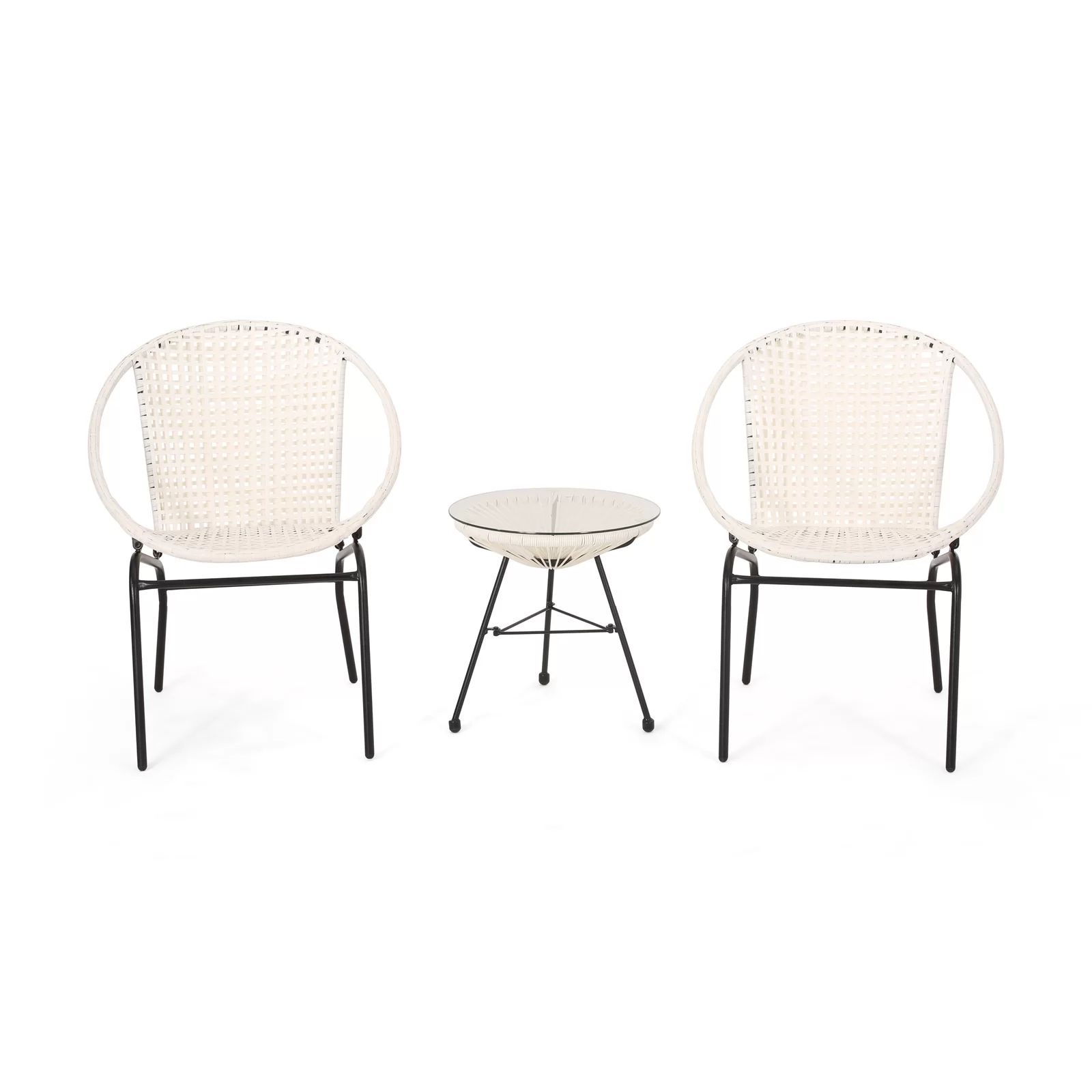 Aadhish Outdoor Patio Seating Set 2 Chairs and 1 Table Set (Cream)