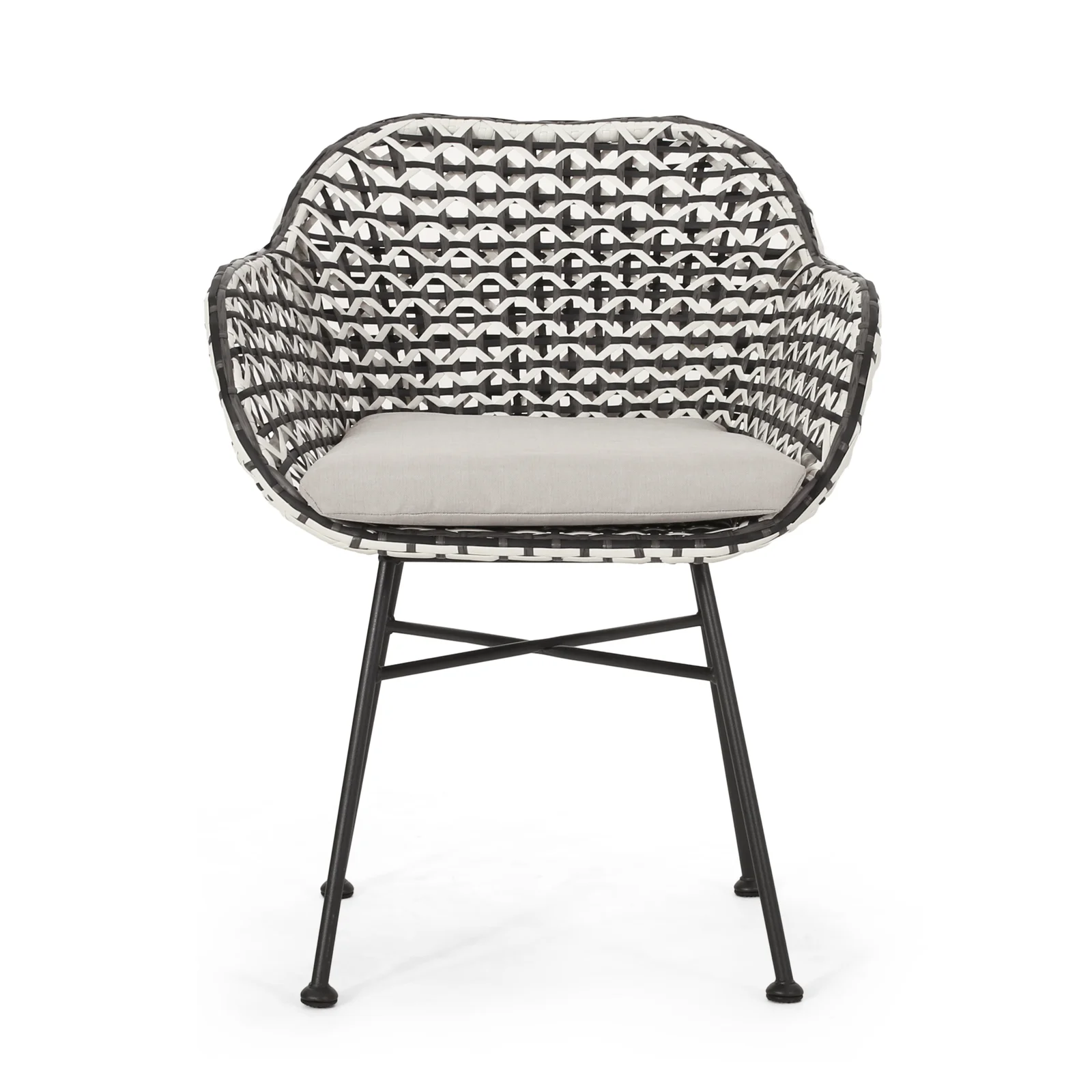 Freddie Outdoor Patio Seating Set 2 Chairs and 1 Table Set (White + Black)