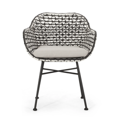Freddie Outdoor Patio Seating Set 2 Chairs and 1 Table Set (White + Black)