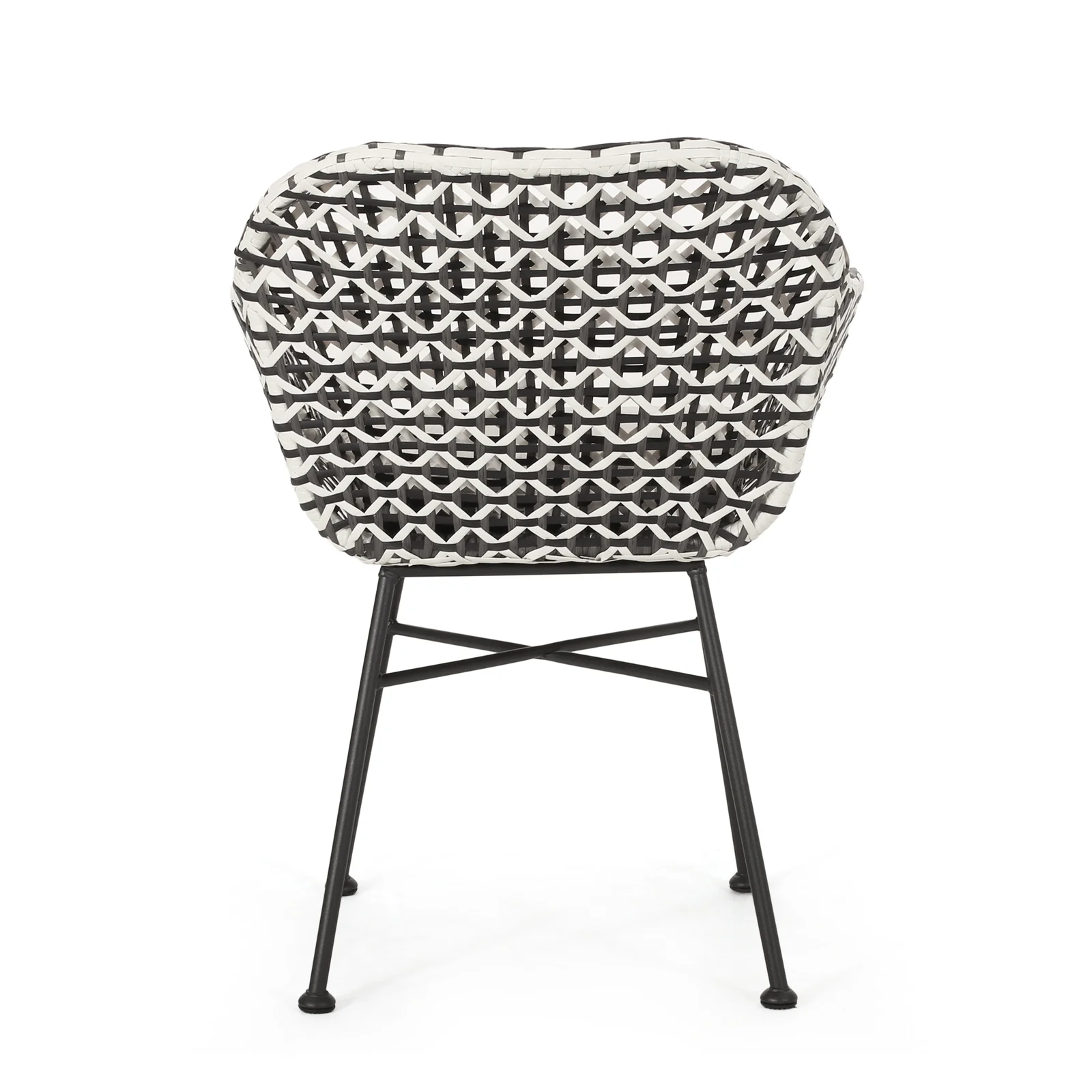 Freddie Outdoor Patio Seating Set 2 Chairs and 1 Table Set (White + Black)
