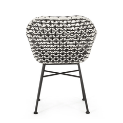 Freddie Outdoor Patio Seating Set 2 Chairs and 1 Table Set (White + Black)