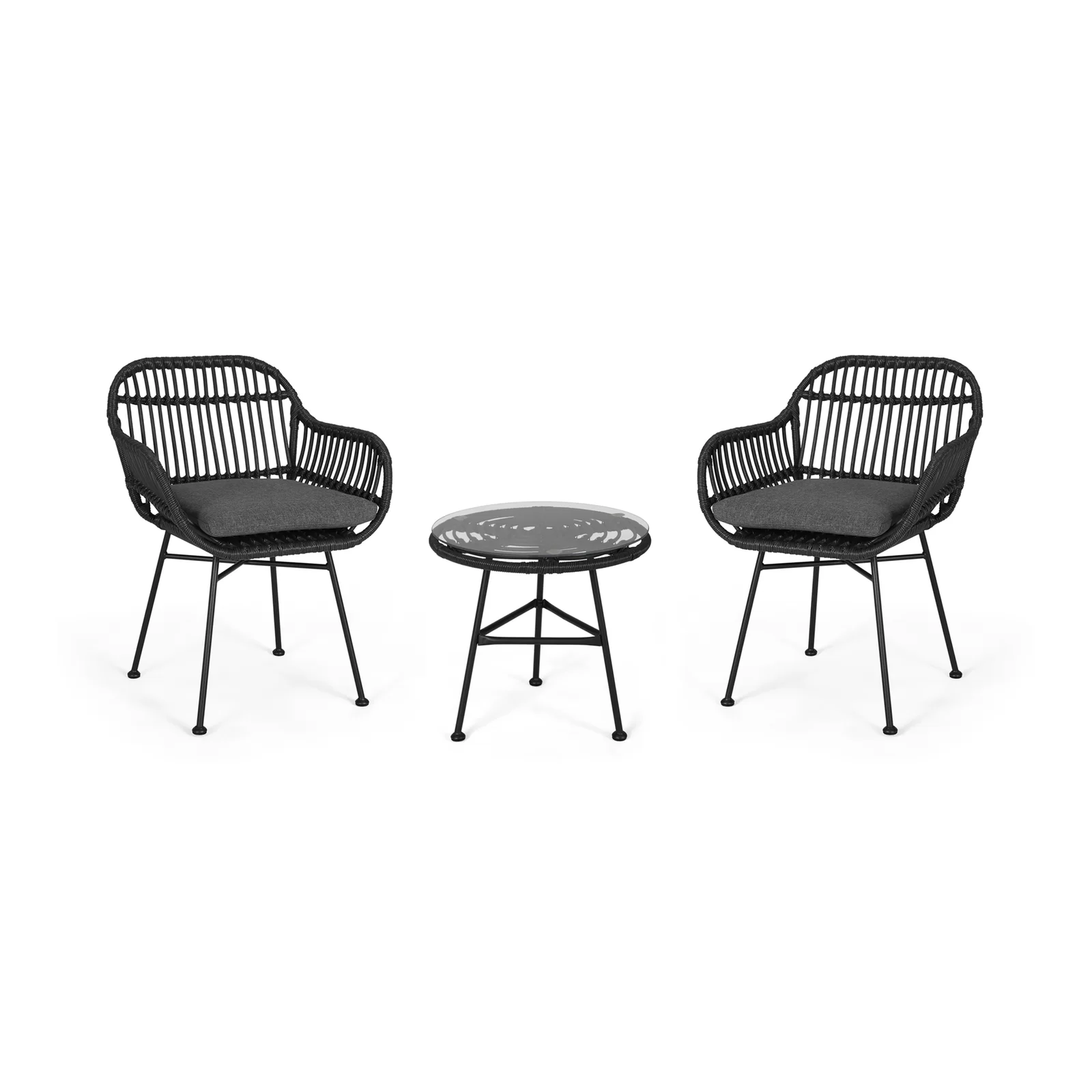 Wise Outdoor Patio Seating Set 2 Chairs and 1 Table Set (Black)