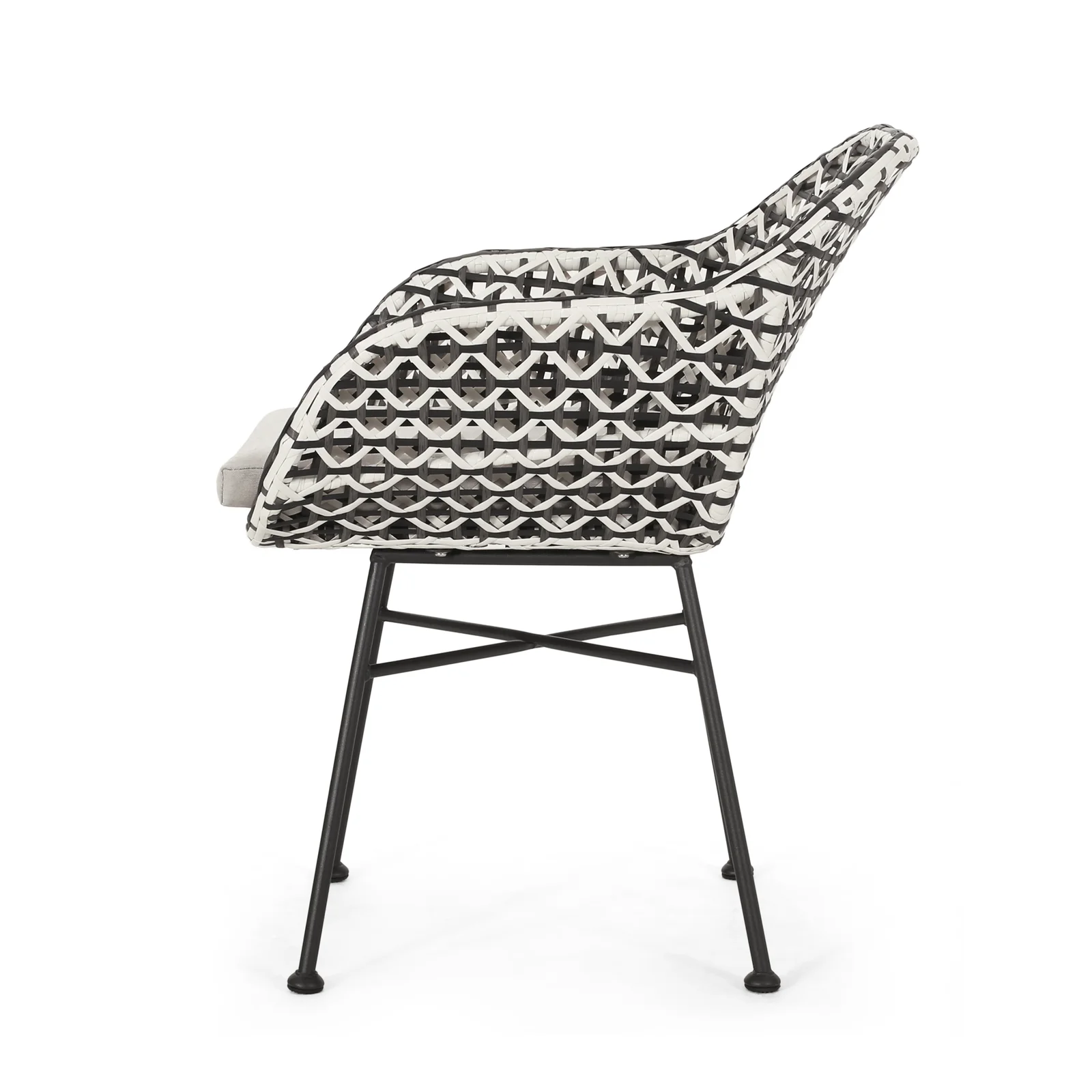 Freddie Outdoor Patio Seating Set 2 Chairs and 1 Table Set (White + Black)