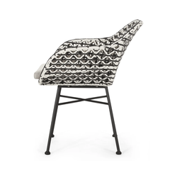 Freddie Outdoor Patio Seating Set 2 Chairs and 1 Table Set (White + Black)