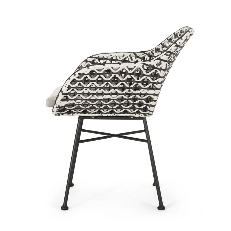 Freddie Outdoor Patio Seating Set 2 Chairs and 1 Table Set (White + Black)