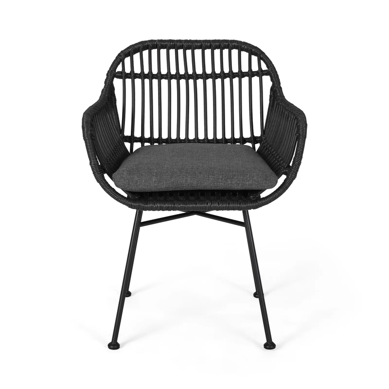 Wise Outdoor Patio Seating Set 2 Chairs and 1 Table Set (Black)