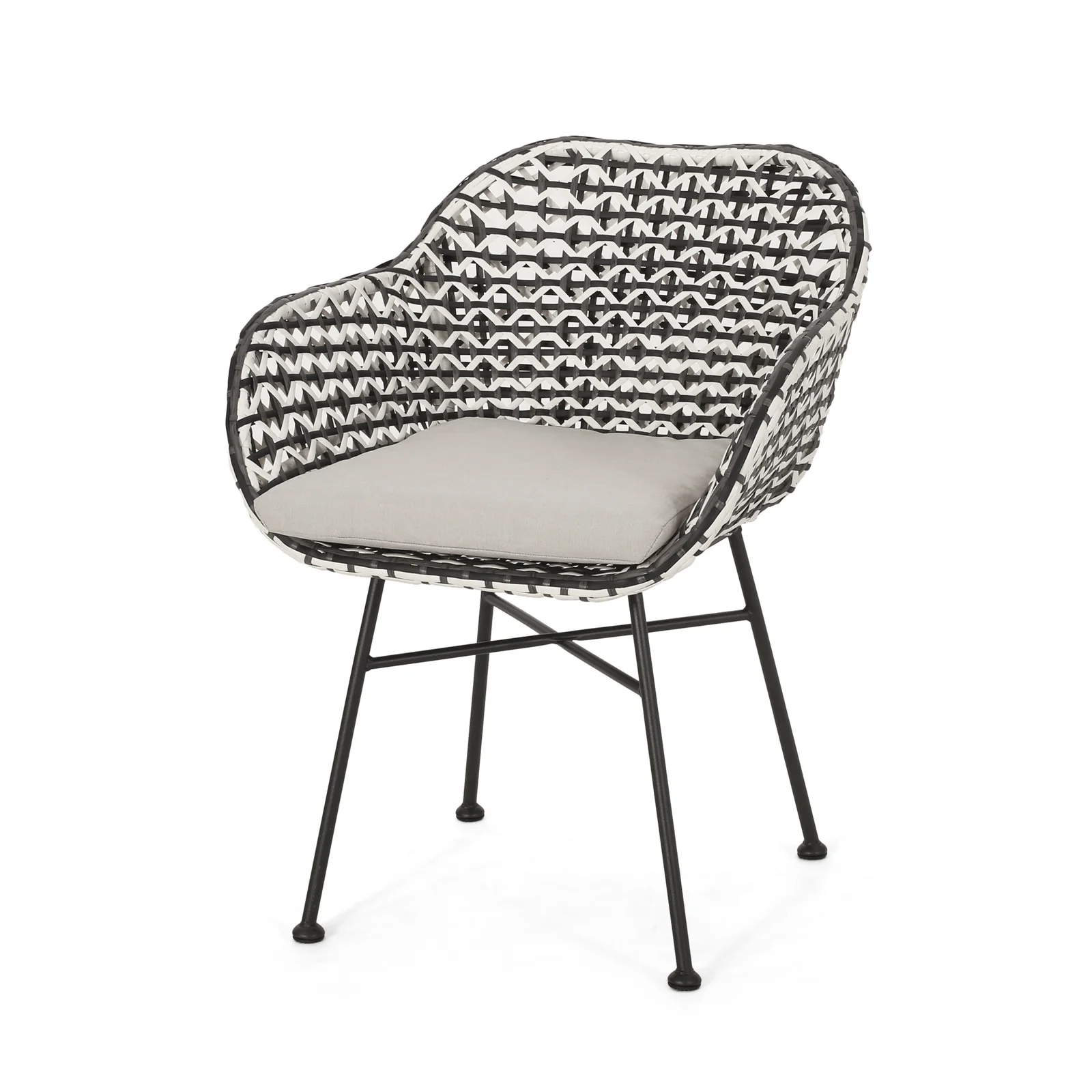 Freddie Outdoor Patio Seating Set 2 Chairs and 1 Table Set (White + Black)