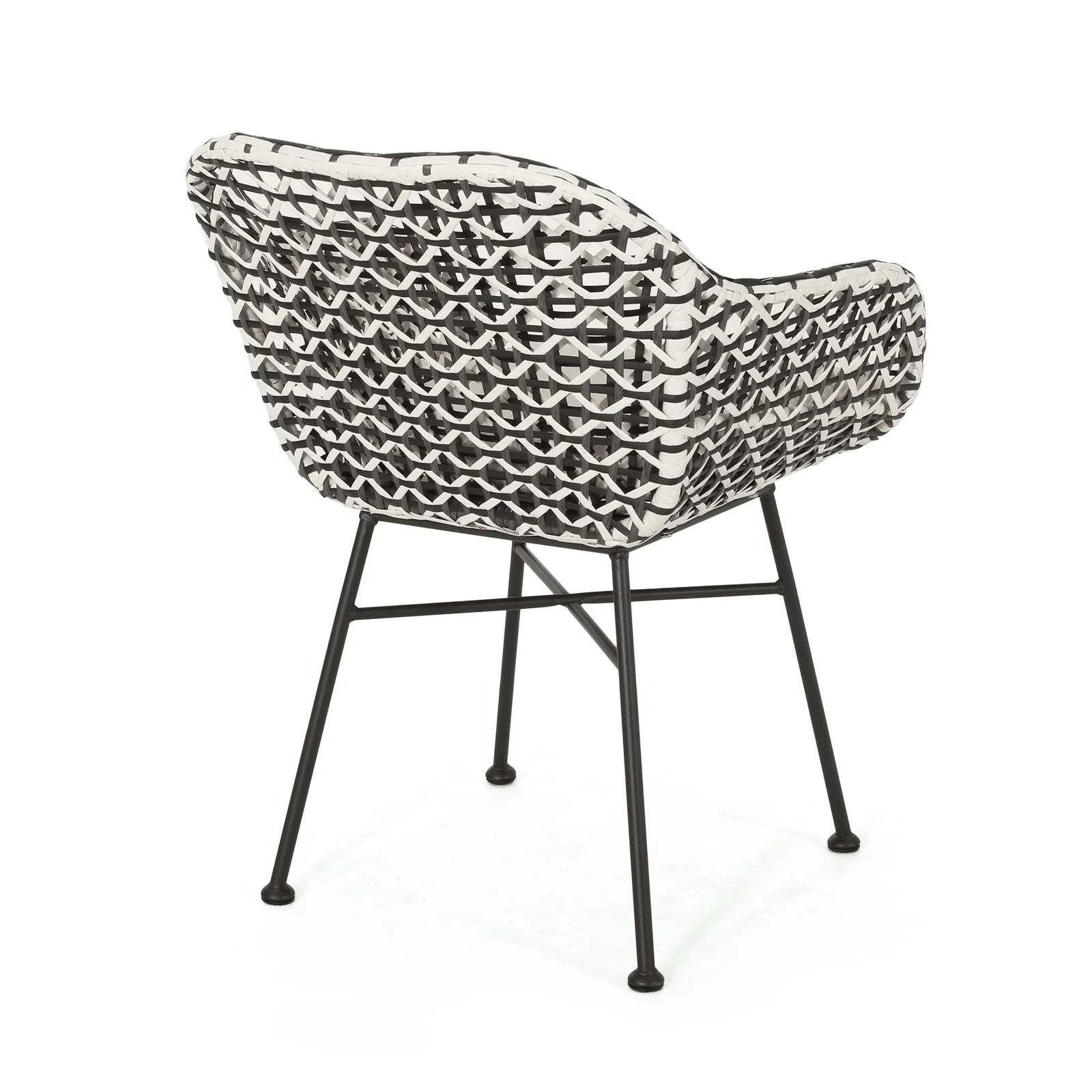 Freddie Outdoor Patio Seating Set 2 Chairs and 1 Table Set (White + Black)