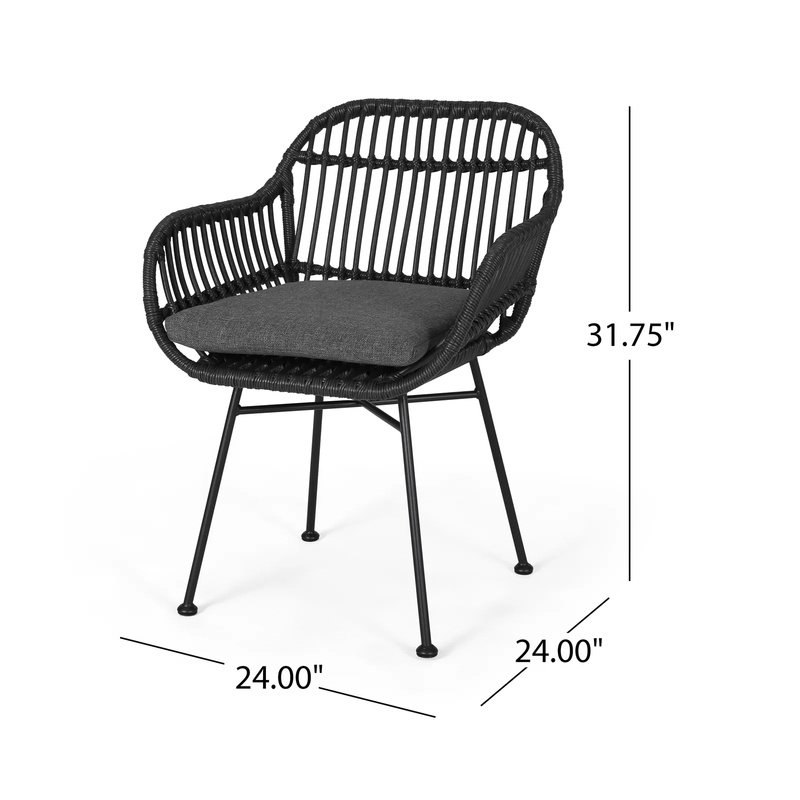 Wise Outdoor Patio Seating Set 2 Chairs and 1 Table Set (Black)
