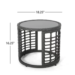 Freddie Outdoor Patio Seating Set 2 Chairs and 1 Table Set (White + Black)