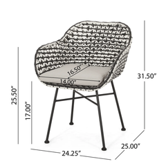 Freddie Outdoor Patio Seating Set 2 Chairs and 1 Table Set (White + Black)