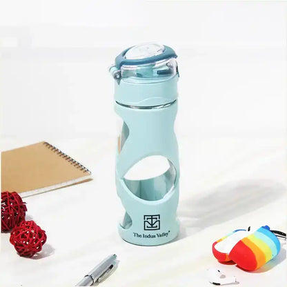 Premium Pro-hydro Borosilicate Glass Bottle | 500ml | Removable Filter | Dark blue, Light blue