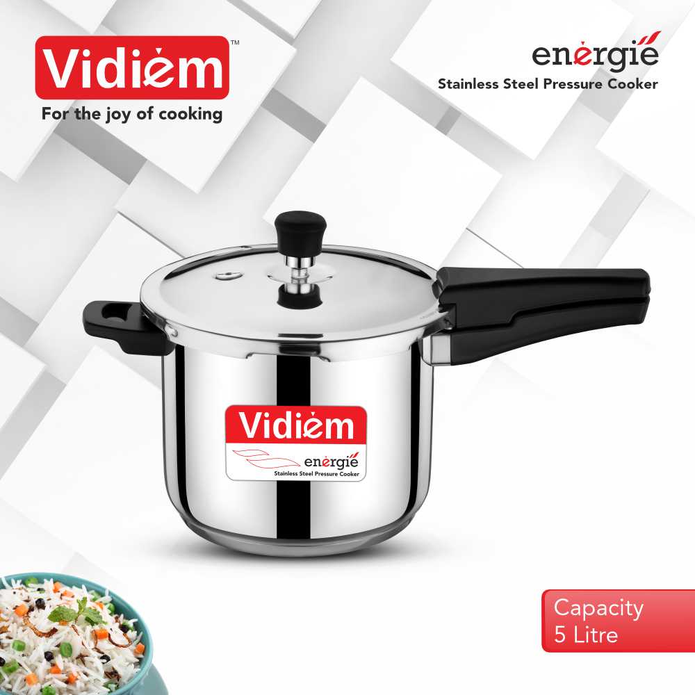 Vidiem Energie 5 Litre Stainless Steel Outer Lid Pressure Cooker