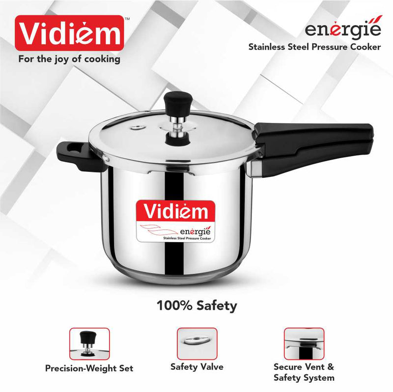 Vidiem Energie 5 Litre Stainless Steel Outer Lid Pressure Cooker