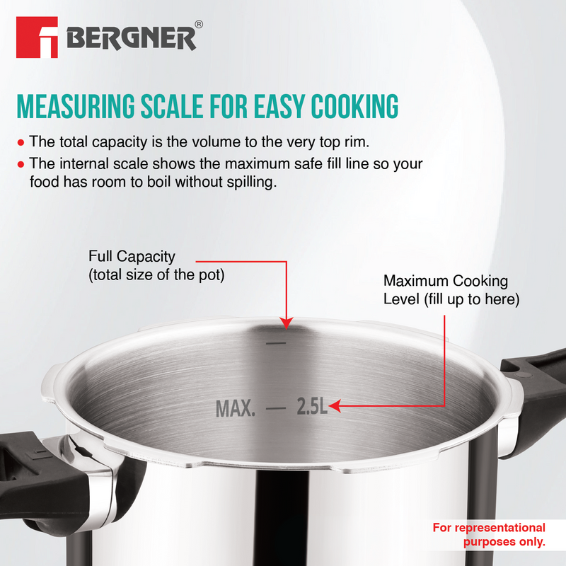 Bergner Argent Classic Triply Outer Lid Pressure Cooker 1.0L - Induction Bottom