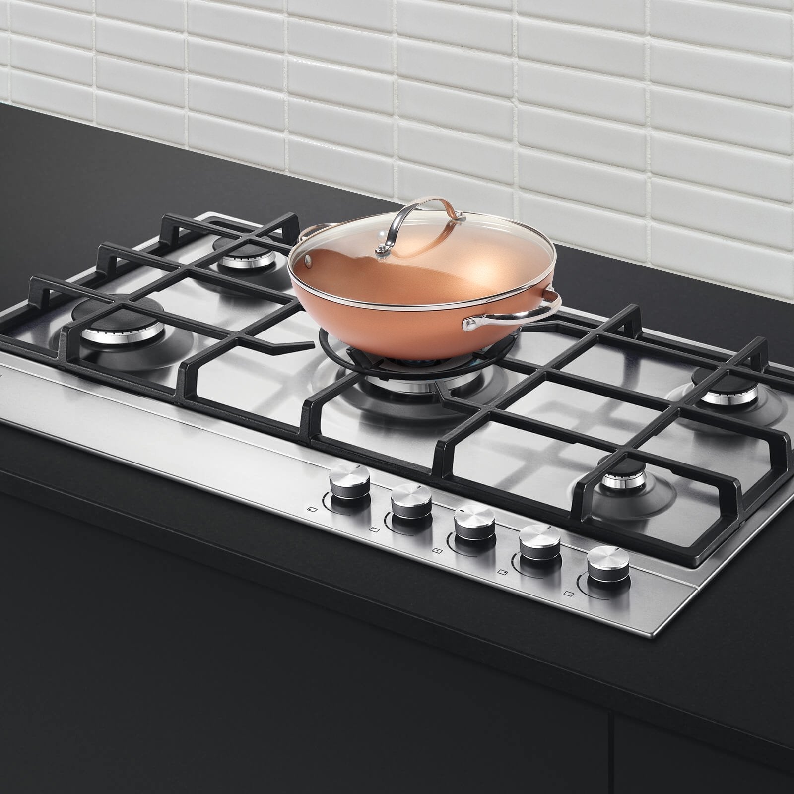 Prism Non-Stick Kadai 28cm, Copper [Induction & Gas Compatible]