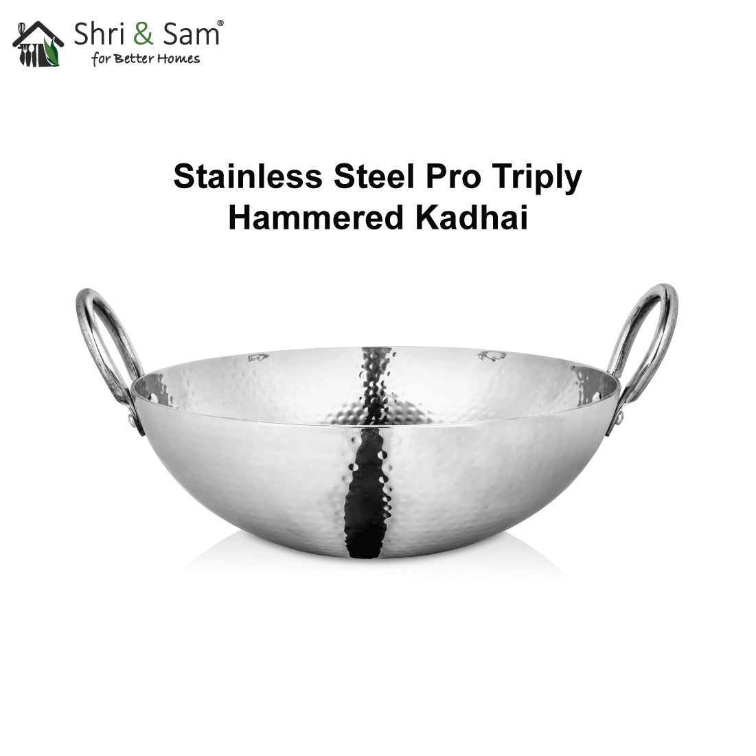 Stainless Steel Triply Deep Hammered Kadhai Pro