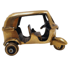 Brass Auto Rickshaw Miniature, Peetal Tuk-Tuk Showpiece, Handcrafted Three-Wheeler Décor, Pittal Decorative Collectible,Gold, 3 Inch, 1 Piece