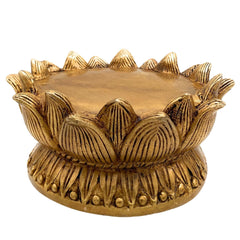 Bhunes Brass Lotus Shaped Pooja Chowki for Kalash, Kamal Bajot Peetha, Puja Aasan Peetham, Deity Platform Singhasan, Mandir Temple Stand for Idols, Home Decor, Gift, Gold, 3 Inch, 1 Piece