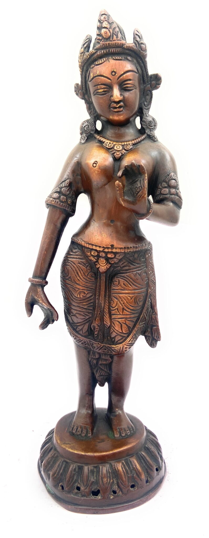 Brass Tibetan Tara Maa Idol – Green Tara, White Tara, Arya Tara, Tibetan Goddess Tara Murti for Pooja, Meditation, Home Decor & Spiritual Gifts,Gold, 8 Inch, 1 Piece