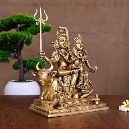 Brass Shiva Family Statue (10.5 Inch)