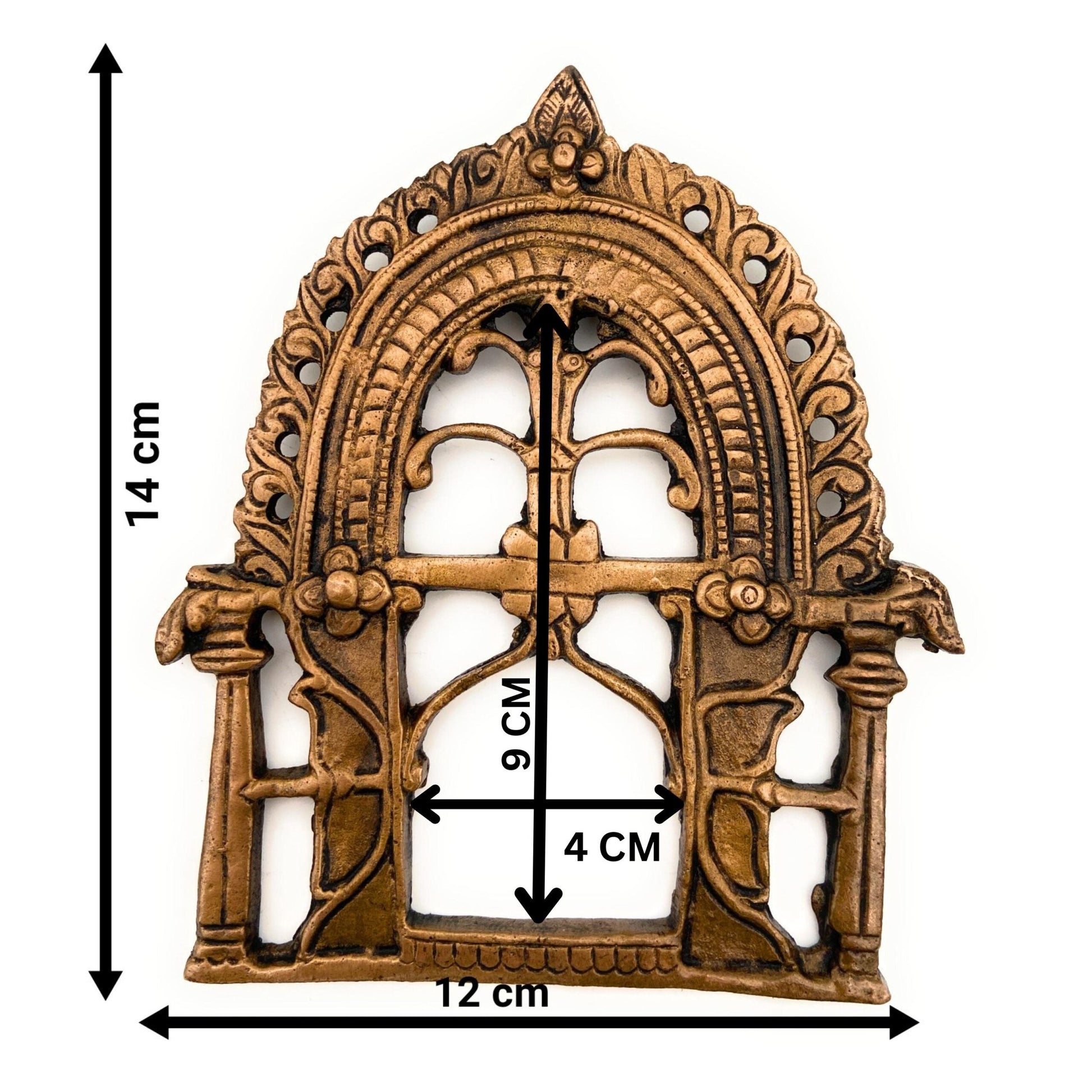 Brass Prabhavali Arch Frame, Wall Hanging for Temple, Home Decor, Small Deity Idol Backdrop, Traditional Prabhawali, Gold, 5.5 Inch, 1 Piece