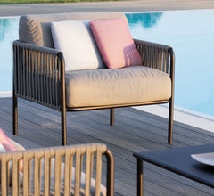 Rook Outdoor Garden Balcony Sofa Set 3 Seater , 2  Single Seater 1 Center Table Set, Braided Rope (Tan)