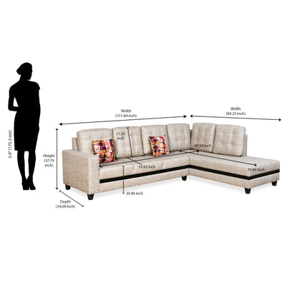 Nilkamal Regal Lounger RHS Sofa (Cream)