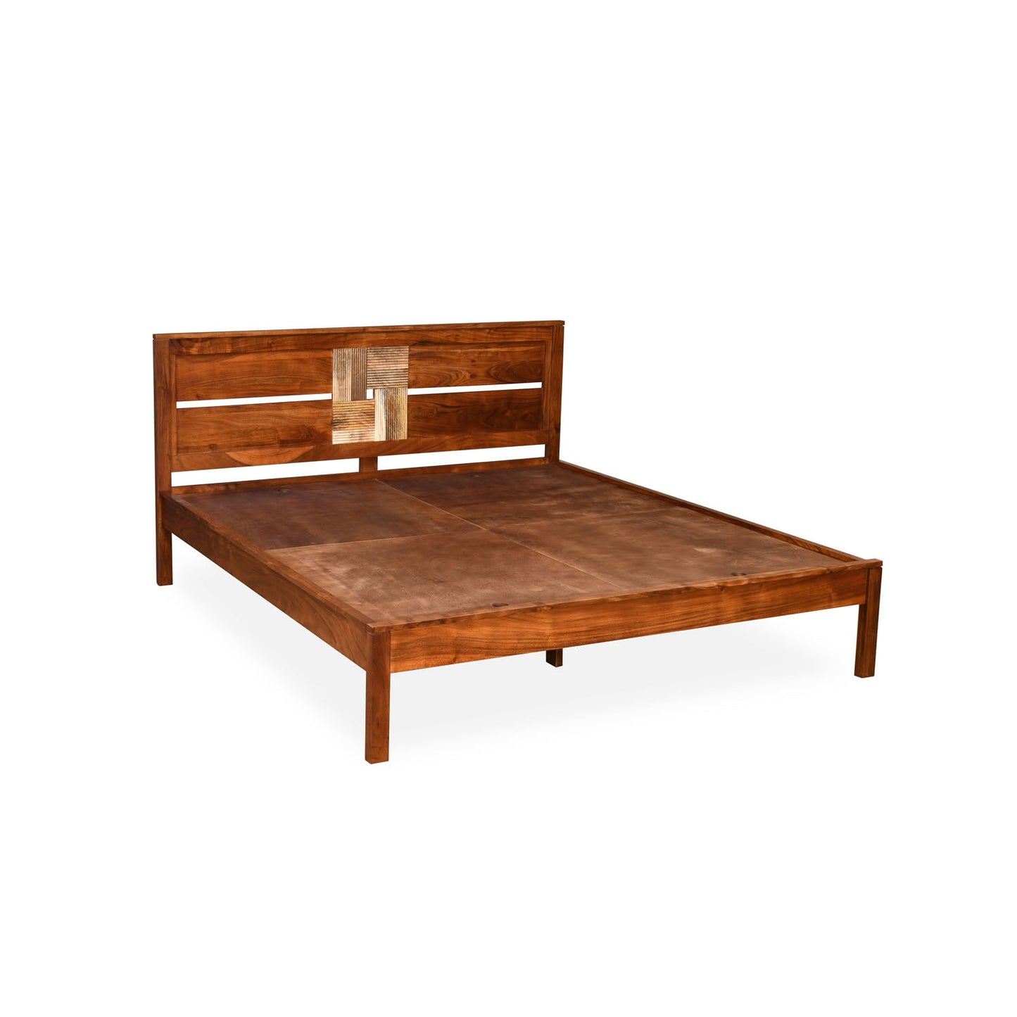 Nilkamal Relaxo Solid Wood Queen Bed (Honey Walnut)