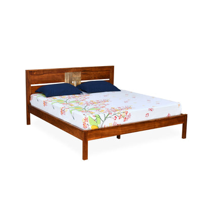 Nilkamal Relaxo Solid Wood Queen Bed (Honey Walnut)