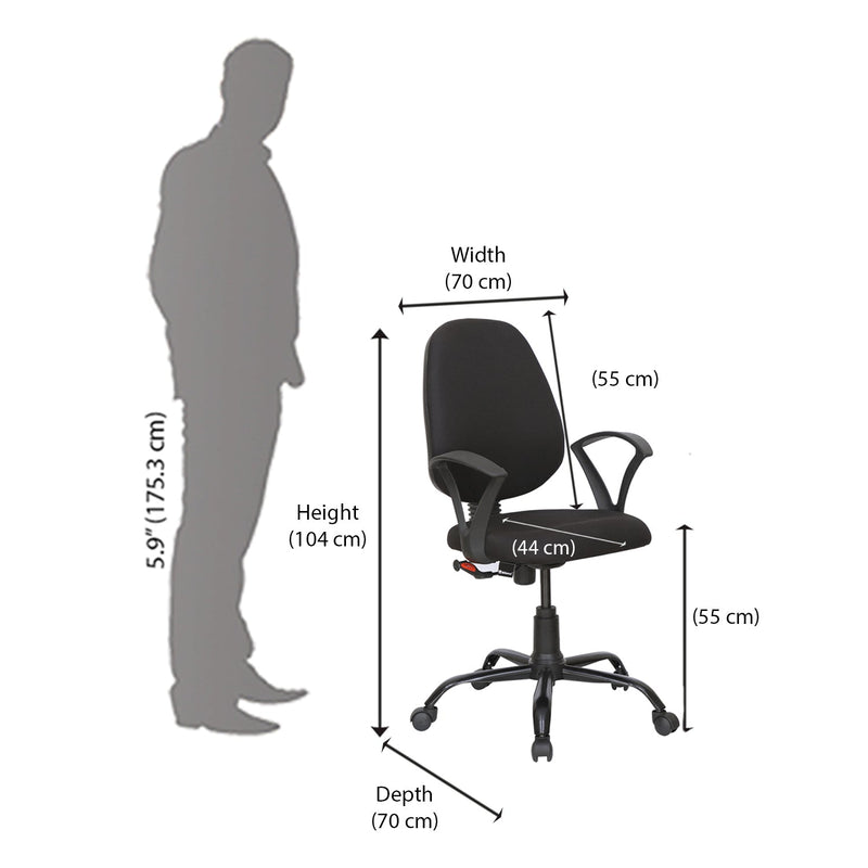 Nilkamal Remus Mid Back Fabric Chair (Black)