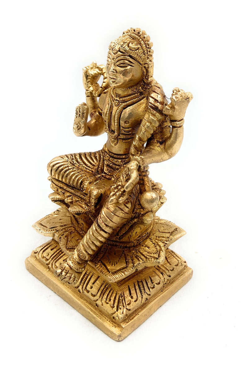 Brass Balambika Idol, Bala Tripurasundari Murti, Pital Bala Devi Statue, Bala Parameswari Vigraham,Gold, 5 Inch, 1 Piece