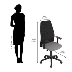 Nilkamal Rhine High Back Mesh Office Chair (Grey / Black)