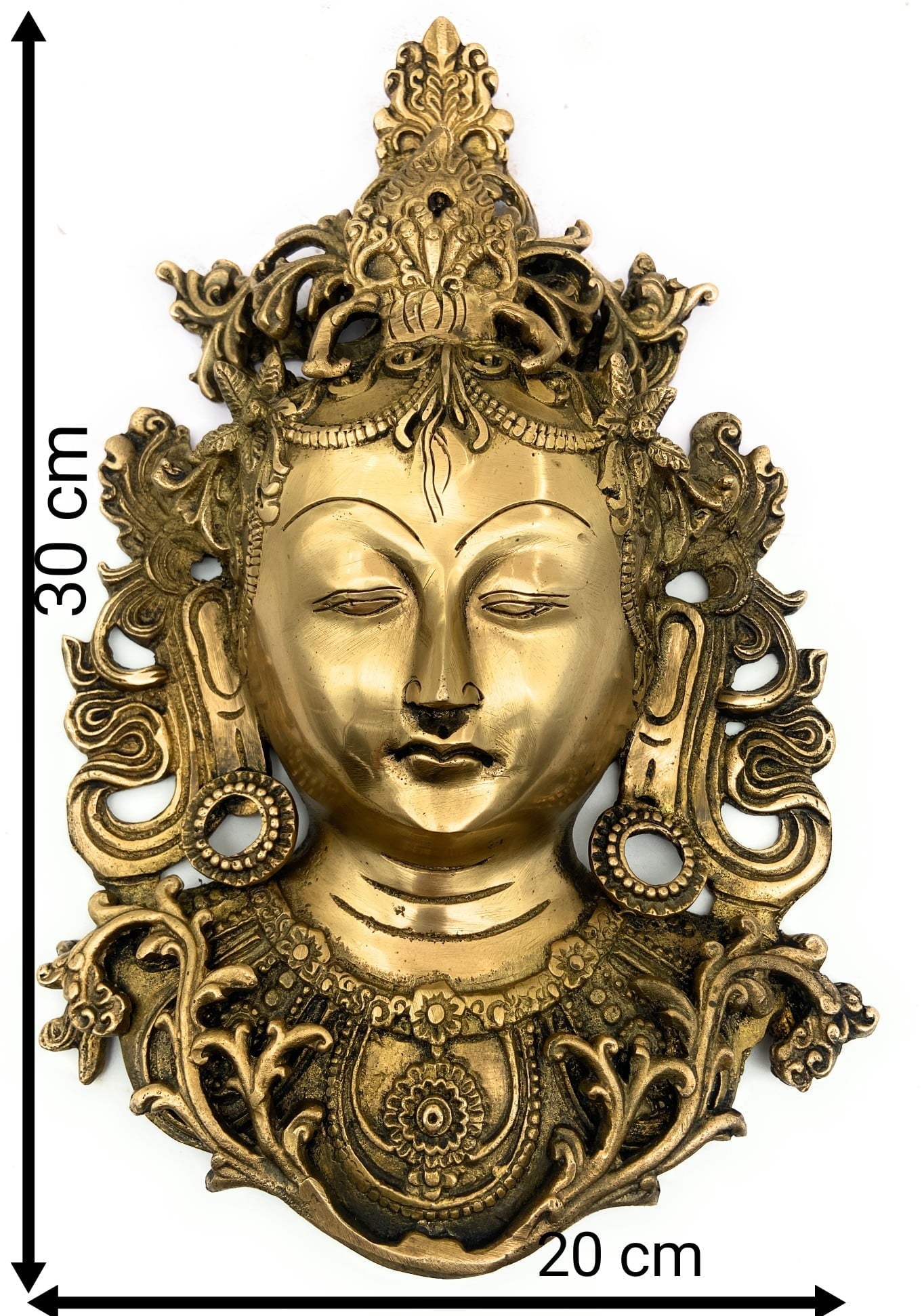 Brass Tara Maa Face Idol – Ugra Tara | Neela Saraswati | Mahashakti Tara | Tarapith Shakti Moorthi for Puja, Home Temple & Spiritual Decor – 30cm,Gold, 12 Inch, 1 Piece