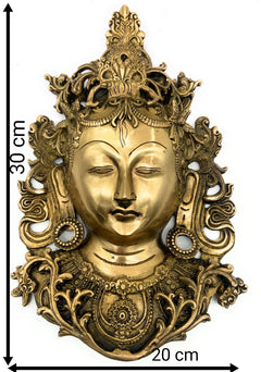 Brass Tara Maa Face Idol – Ugra Tara | Neela Saraswati | Mahashakti Tara | Tarapith Shakti Moorthi for Puja, Home Temple & Spiritual Decor – 30cm,Gold, 12 Inch, 1 Piece