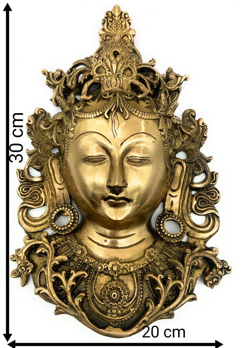 Brass Tara Maa Face Idol – Ugra Tara | Neela Saraswati | Mahashakti Tara | Tarapith Shakti Moorthi for Puja, Home Temple & Spiritual Decor – 30cm,Gold, 12 Inch, 1 Piece