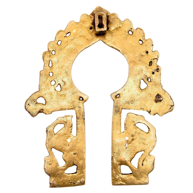 Brass Prabhavali with Yali Arch, Wall Hanging Prabhawali Backplate for Temple & Home Decor, Prabhaval Frame for Deity Idol, Gold, 10 Inch, 1 Piece