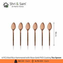 Stainless Steel Hand Crafted 24 PCS Cutlery Set with PVD Coating Rod Rice Hammered