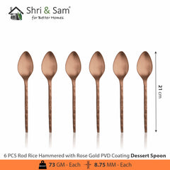 Stainless Steel Hand Crafted 24 PCS Cutlery Set with PVD Coating Rod Rice Hammered