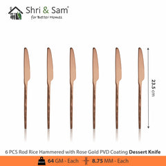 Stainless Steel Hand Crafted 24 PCS Cutlery Set with PVD Coating Rod Rice Hammered
