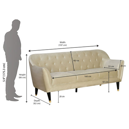 Nilkamal Roslin Fabric 3 Seater Sofa (Beige)