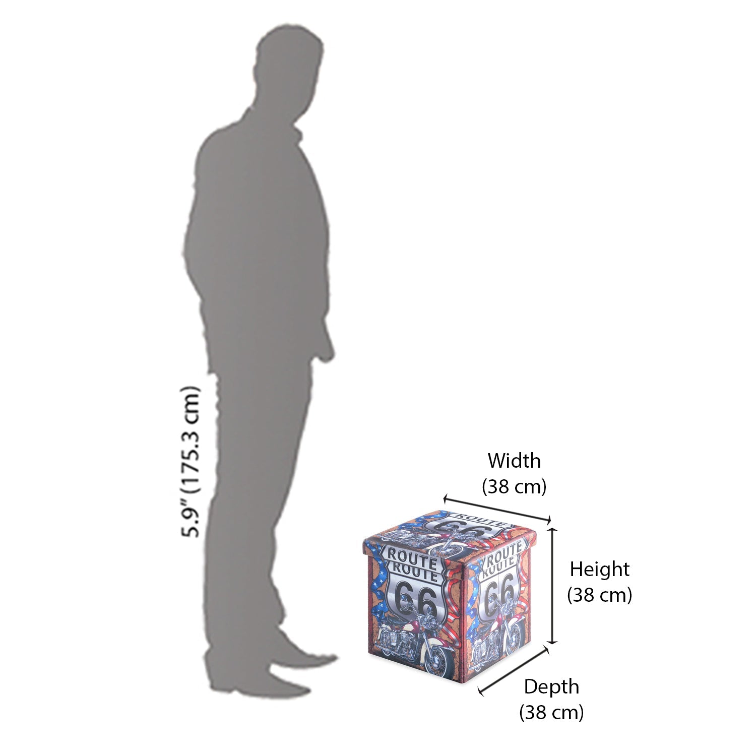 Nilkamal Route Folding Storage Ottoman (Grey)