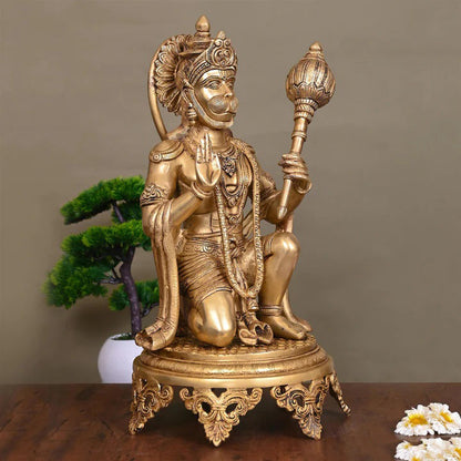 Brass Superfine Sitting Hanuman Statue (20 Inch)