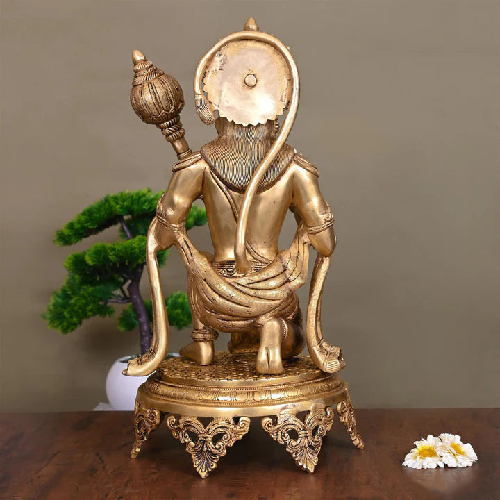 Brass Superfine Sitting Hanuman Statue (20 Inch)