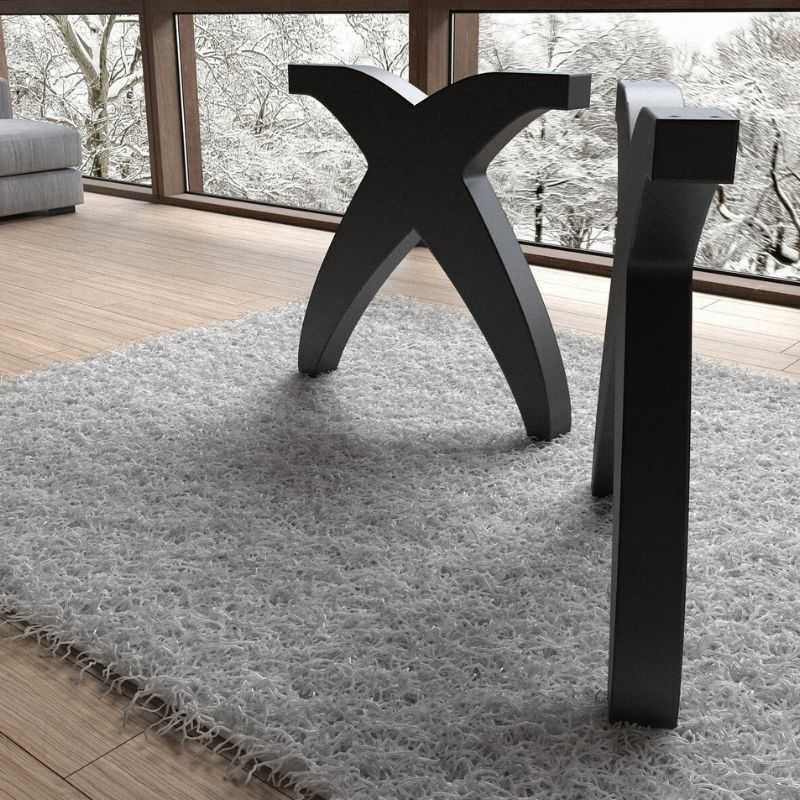 Modern X-Frame Steel Table Base – Black Powder-Coated Metal Legs for Dining or Custom Tables | Sleek Industrial Table Stand