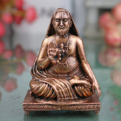 Copper Raghavendra Swamy Idol, Sri Guru Rayaru Mantralaya Vigraham,Tamra Raghavendra Swami Murti for Home Pooja & Decor, Brown, 3 Inch, 1 Piece