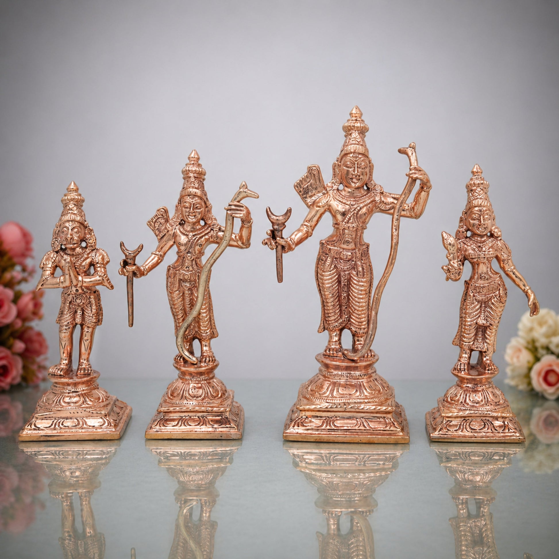 Bronze Rama Darbar  Idol, Shri Ram Parivar Murti with Sita Lakshman Hanuman, Gold, 6.5 Inch, 1 Piece