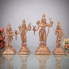 Bronze Rama Darbar  Idol, Shri Ram Parivar Murti with Sita Lakshman Hanuman, Gold, 6.5 Inch, 1 Piece