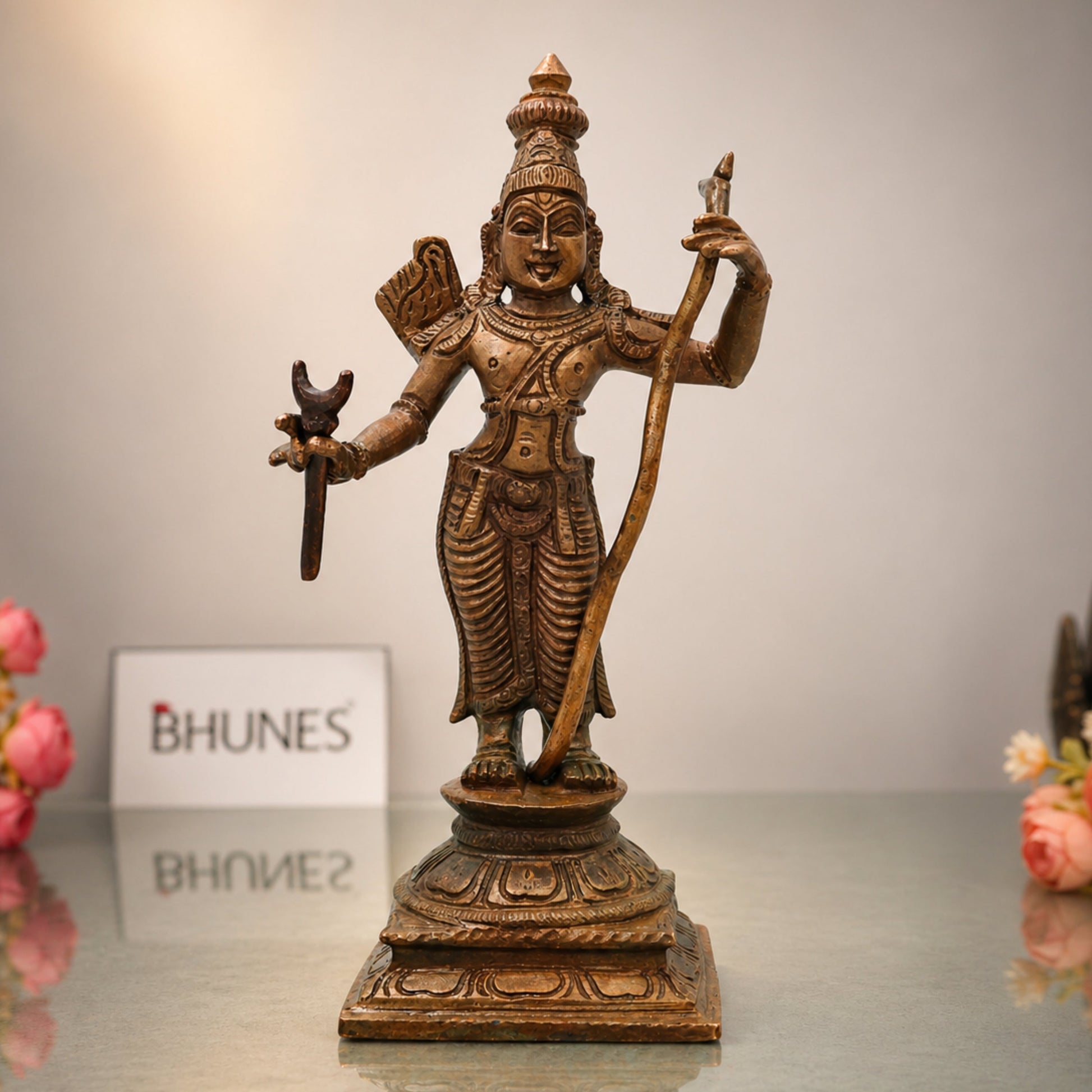 Bronze Rama Idol Ramachandra Raghunath Kodandarama Sitapati Raghuveer Chola Style Sculpture, Brown, 6 Inch, 1 Piece
